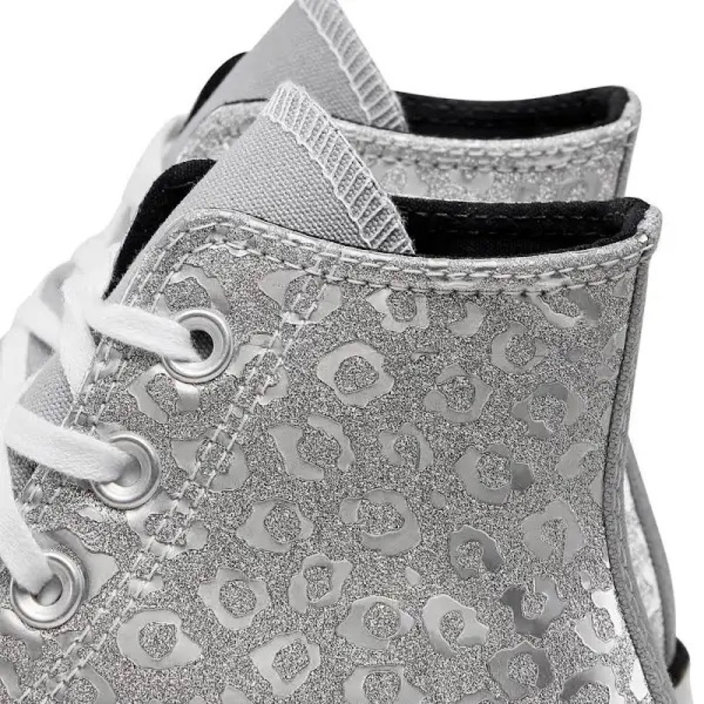 Converse All Star Women's White Leopard Print High Top Sneakers - Picture 5 of 7